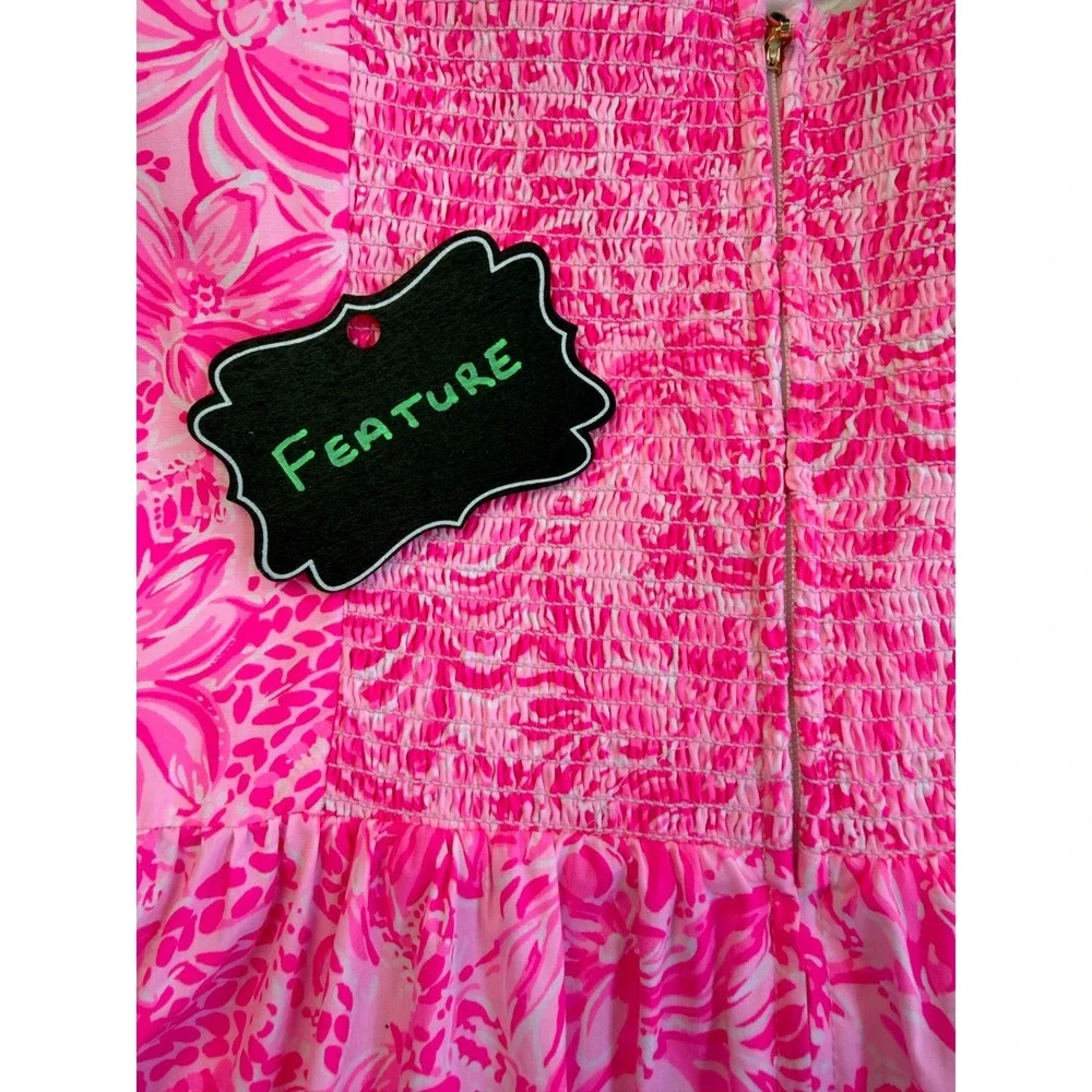NWOT Lilly Pulitzer McKinnon Midi Cotton Sundress Pink Blossom Foxy Llama • 12